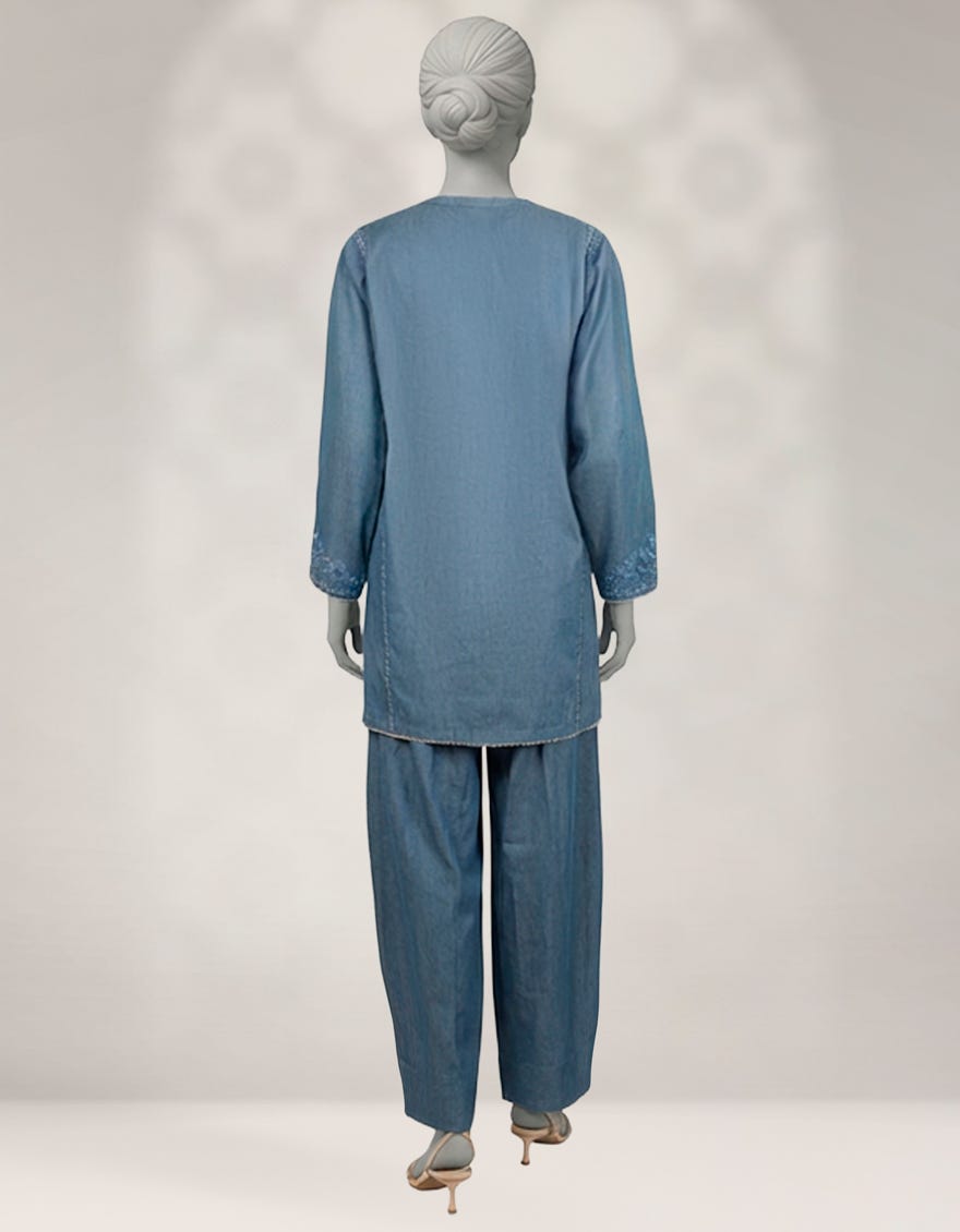 BLUE DENIM DYED CO-ORD SET