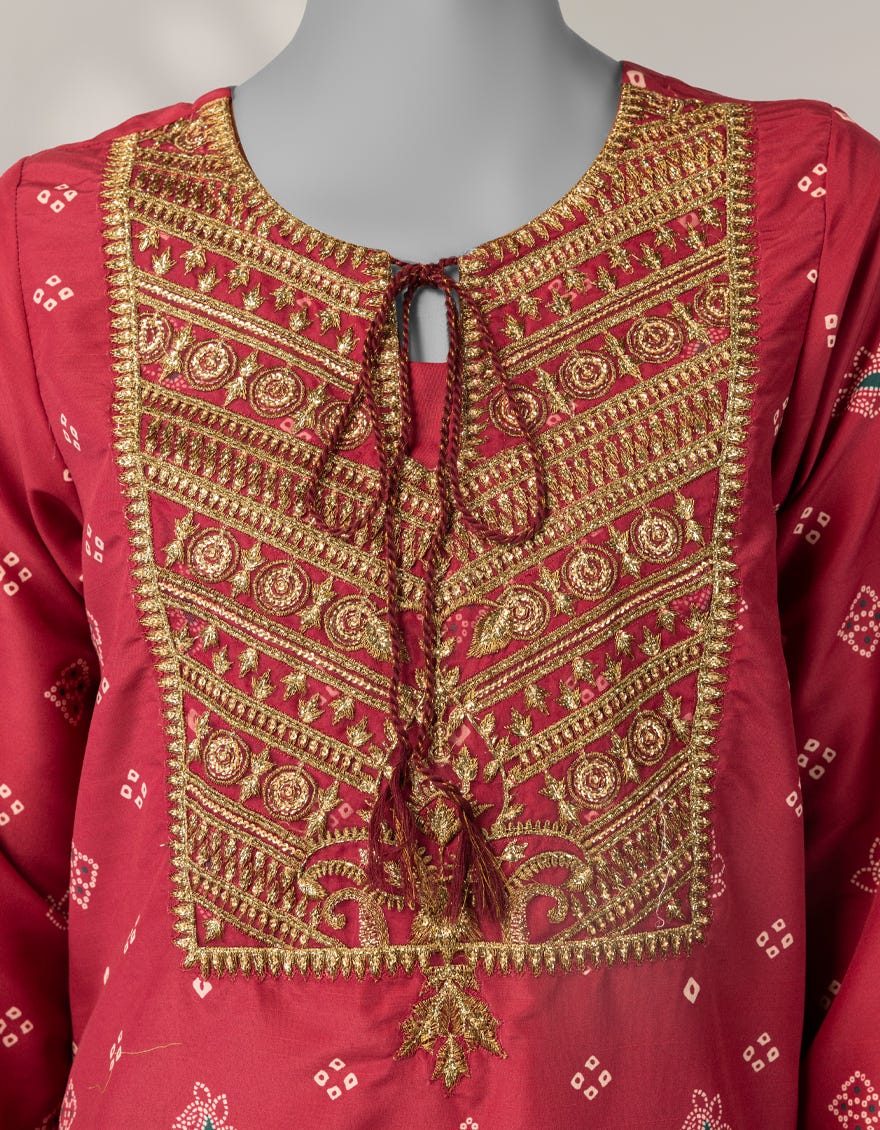 MAROON RAW SILK EMBROIDERED CO-ORD SET