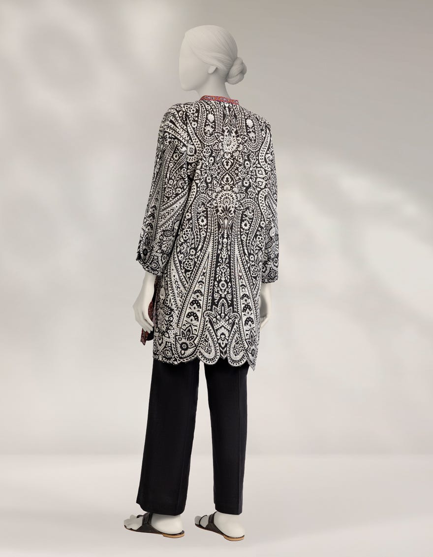 BLACK KHADDAR PRINTED UNSTITCHED 2PC