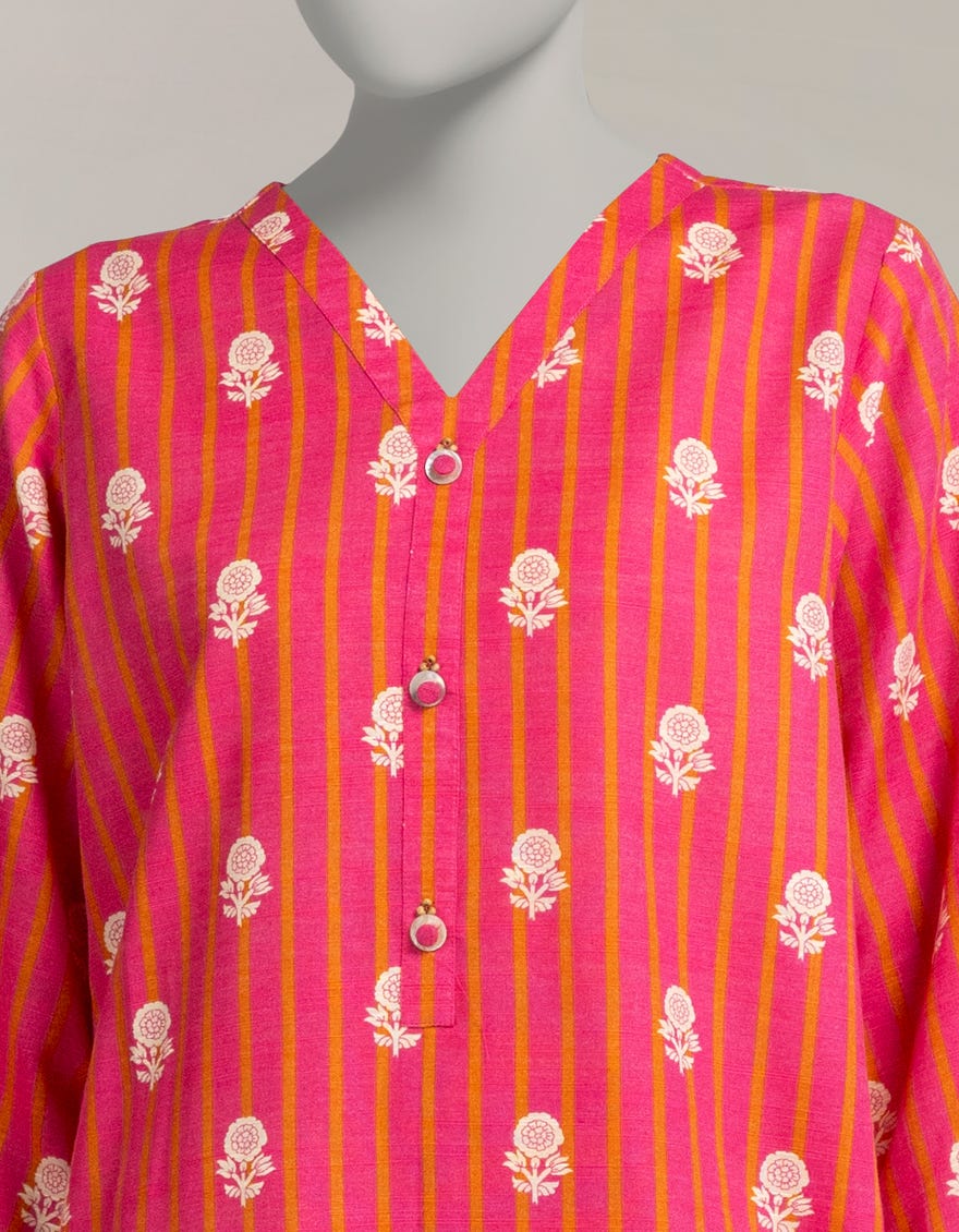PINK KHADDAR PRINTED CO-ORD SET