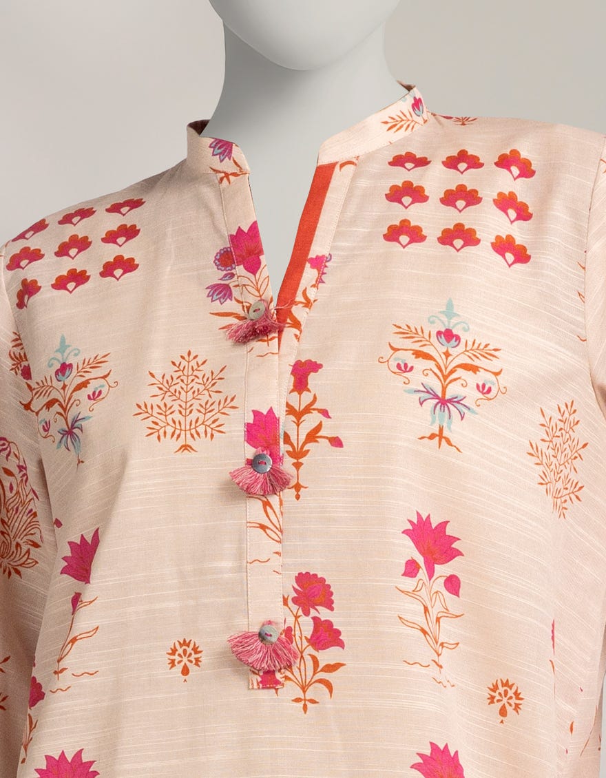 BEIGE KHADDAR PRINTED CO-ORD SET