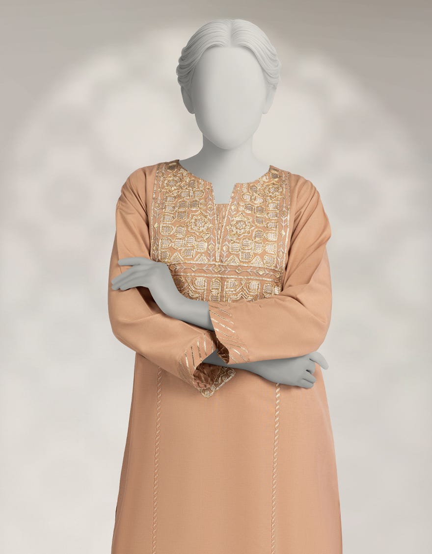 BROWN RAW SILK EMBROIDERED CO-ORD SET