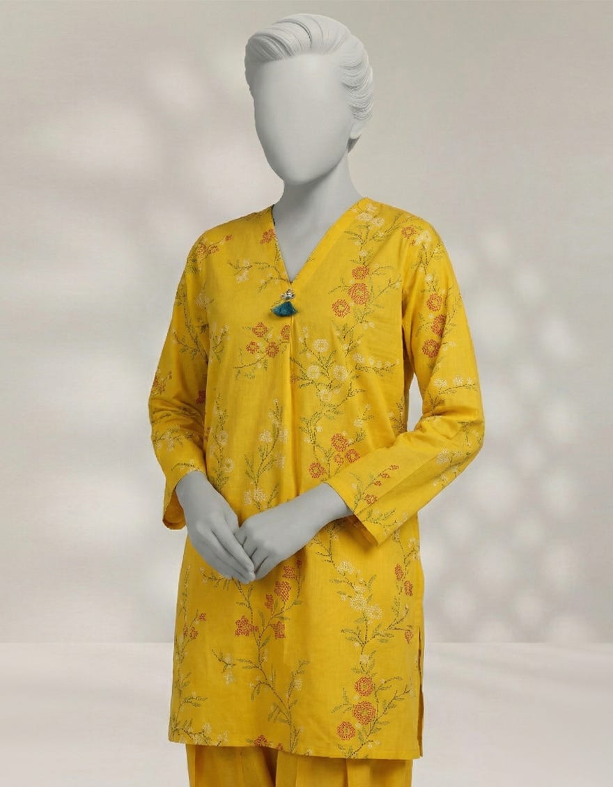 YELLOW CAMBRIC EMBROIDERED CO-ORD SET