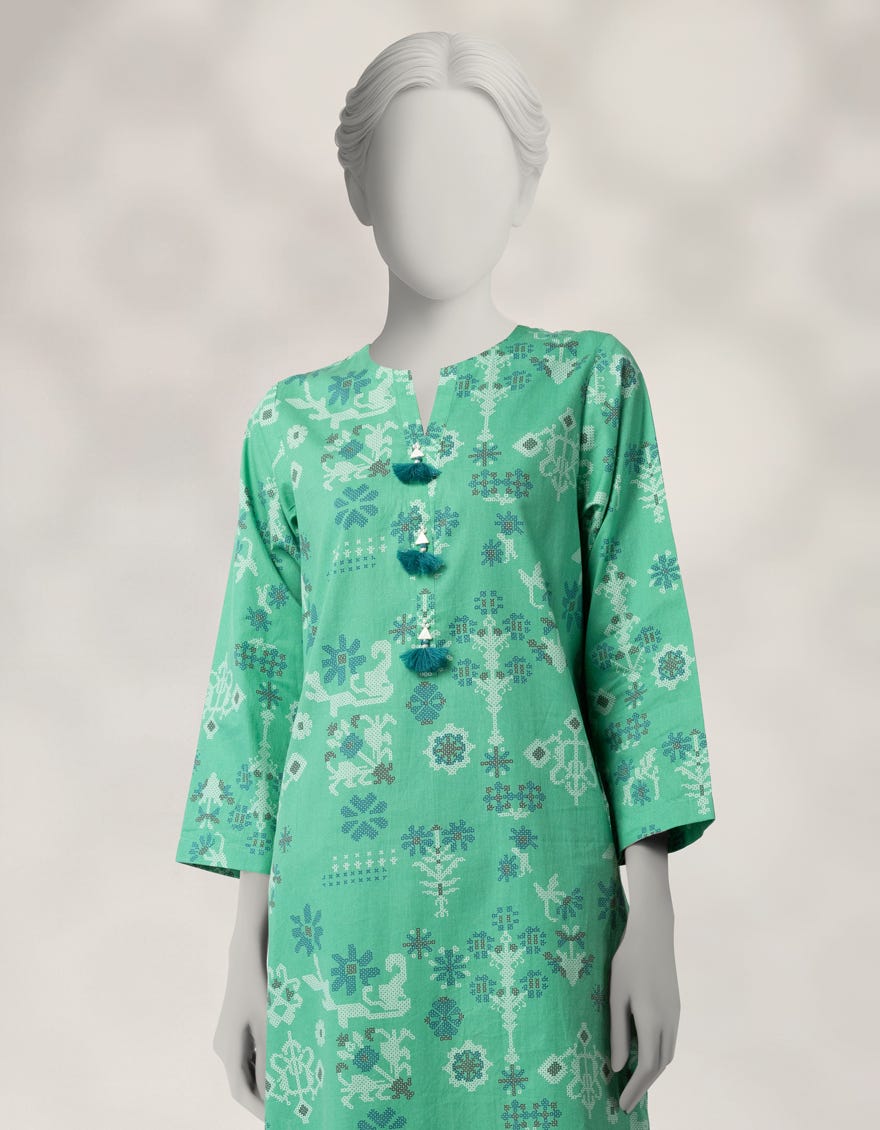 GREEN CAMBRIC PRINTED CO-ORD SET