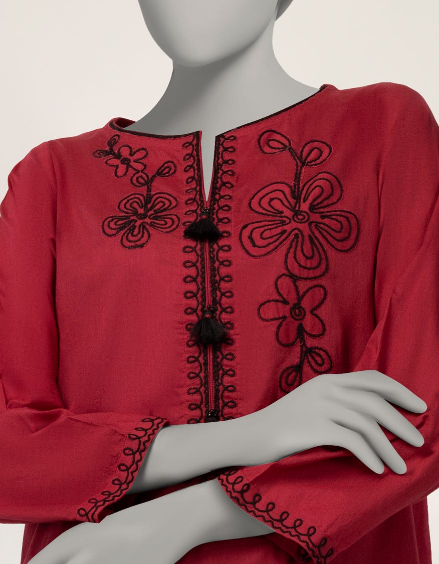 MAROON LAWN EMBROIDERED CO-ORD SET