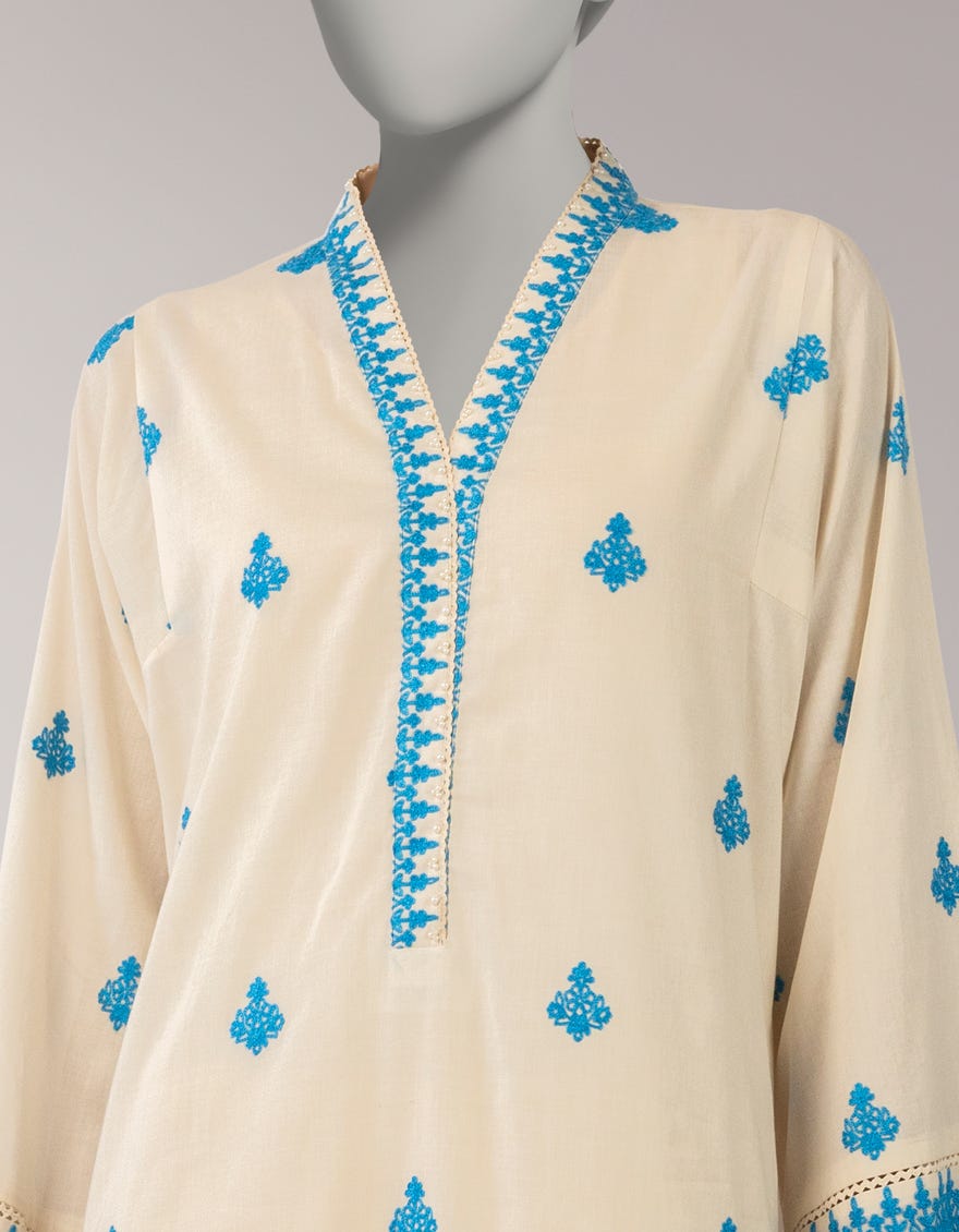 OFF WHITE LAWN EMBROIDERED UNSTITCHED 2PC