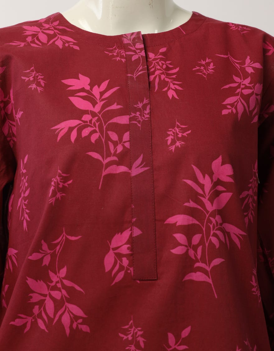 MAROON LAWN PASTE PRINTED CO-ORD SET