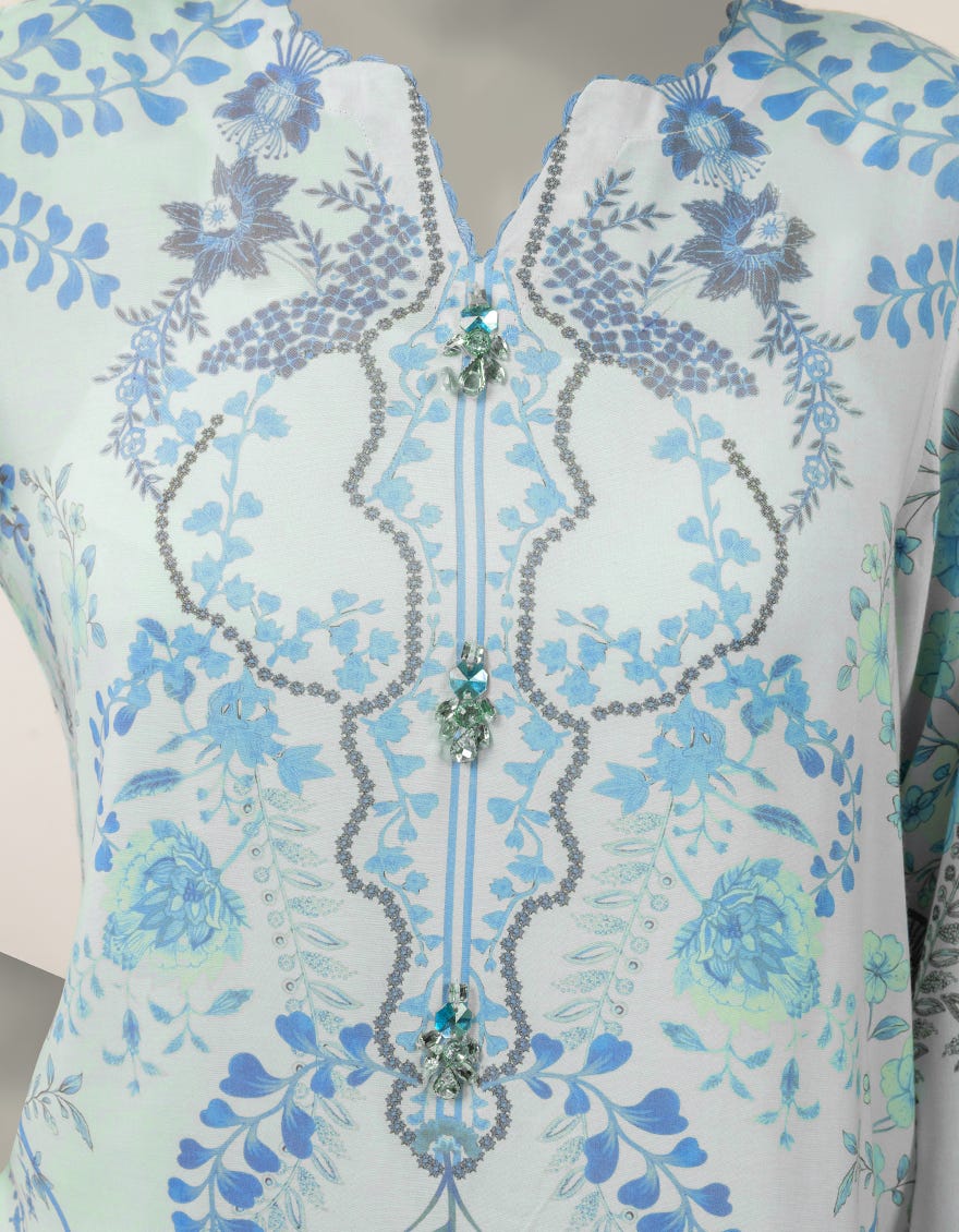 WHITE MAPLE SILK DIGITAL PRINTED CO-ORD SET