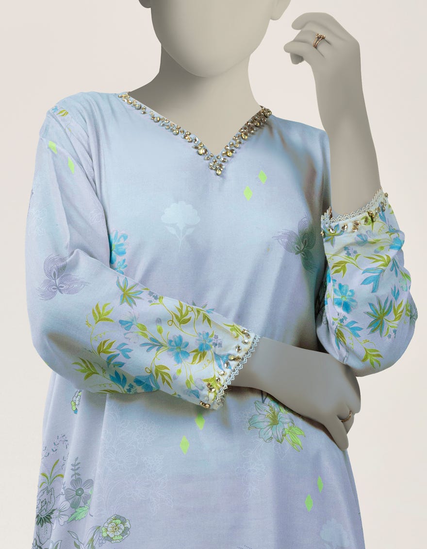 BLUE MAPLE SILK DIGITAL PRINTED CO-ORD SET