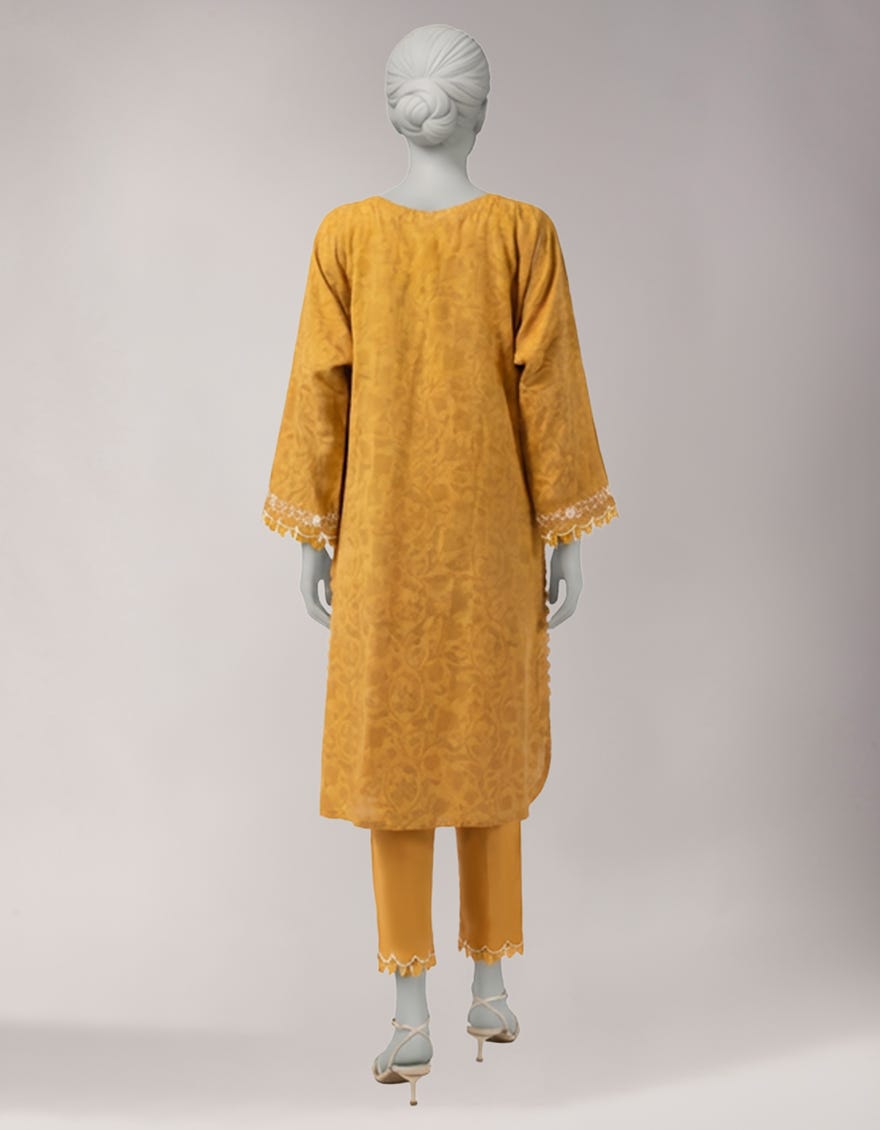 MUSTARD EMBROIDERED TEXTURED UNSTITCHED 2PC