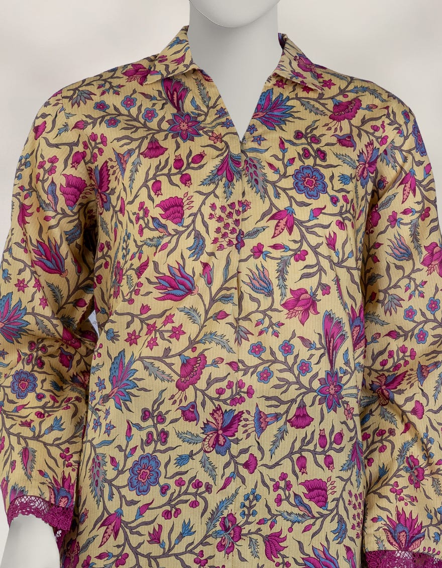 YELLOW CAMBRIC DIGITAL PRINTED UNSTITCHED 1PC