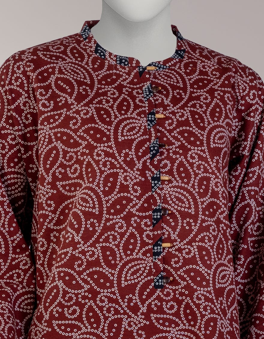 BROWN LIGHT KHADDAR PRINTED UNSTITCHED 1PC