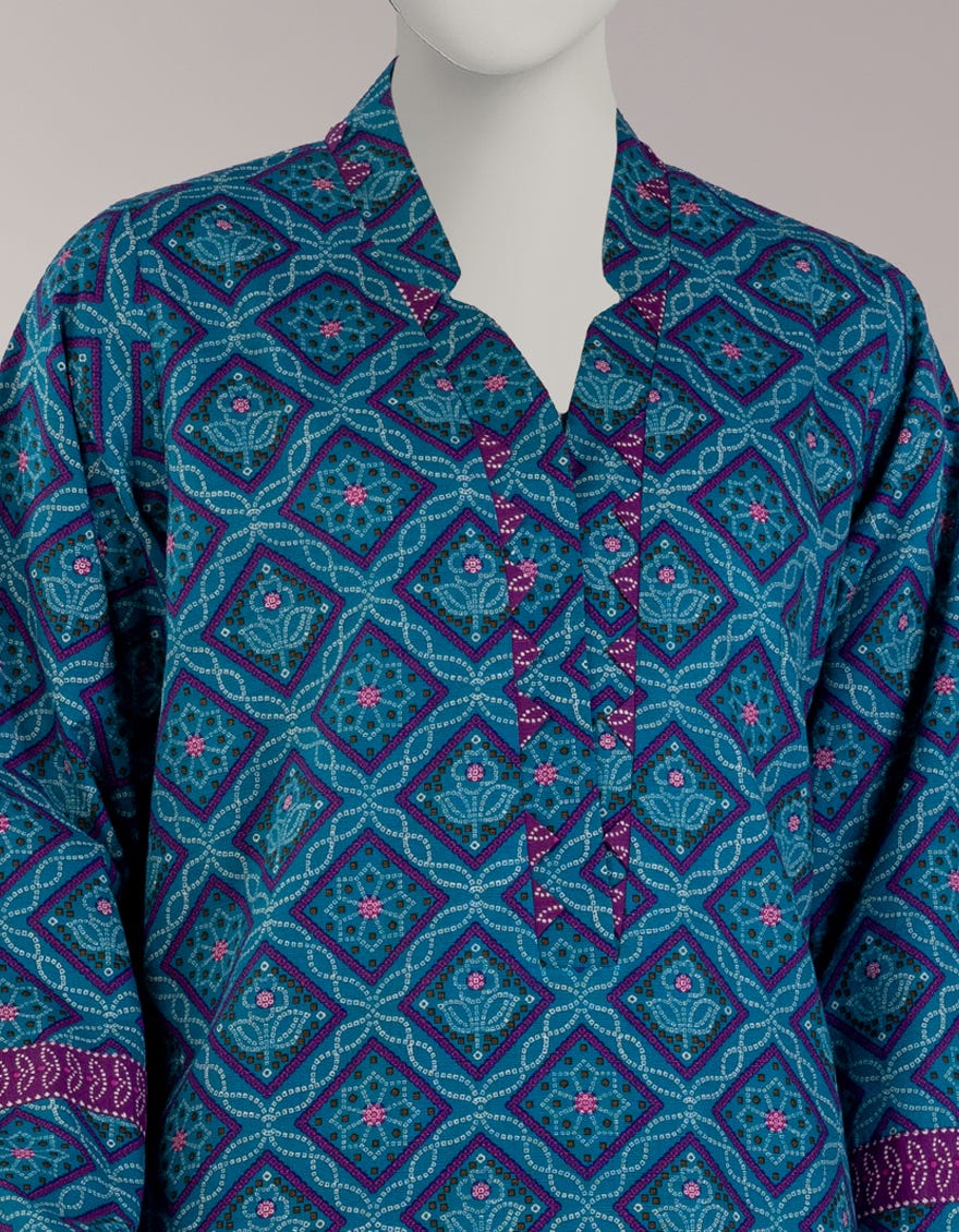 TEAL LIGHT KHADDAR PRINTED UNSTITCHED 1PC
