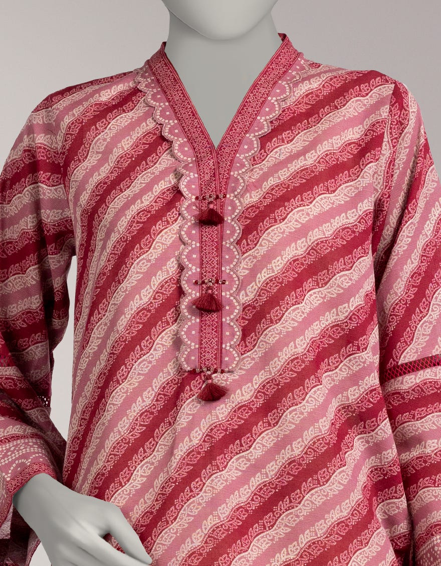 RED LIGHT KHADDAR PRINTED UNSTITCHED 1PC