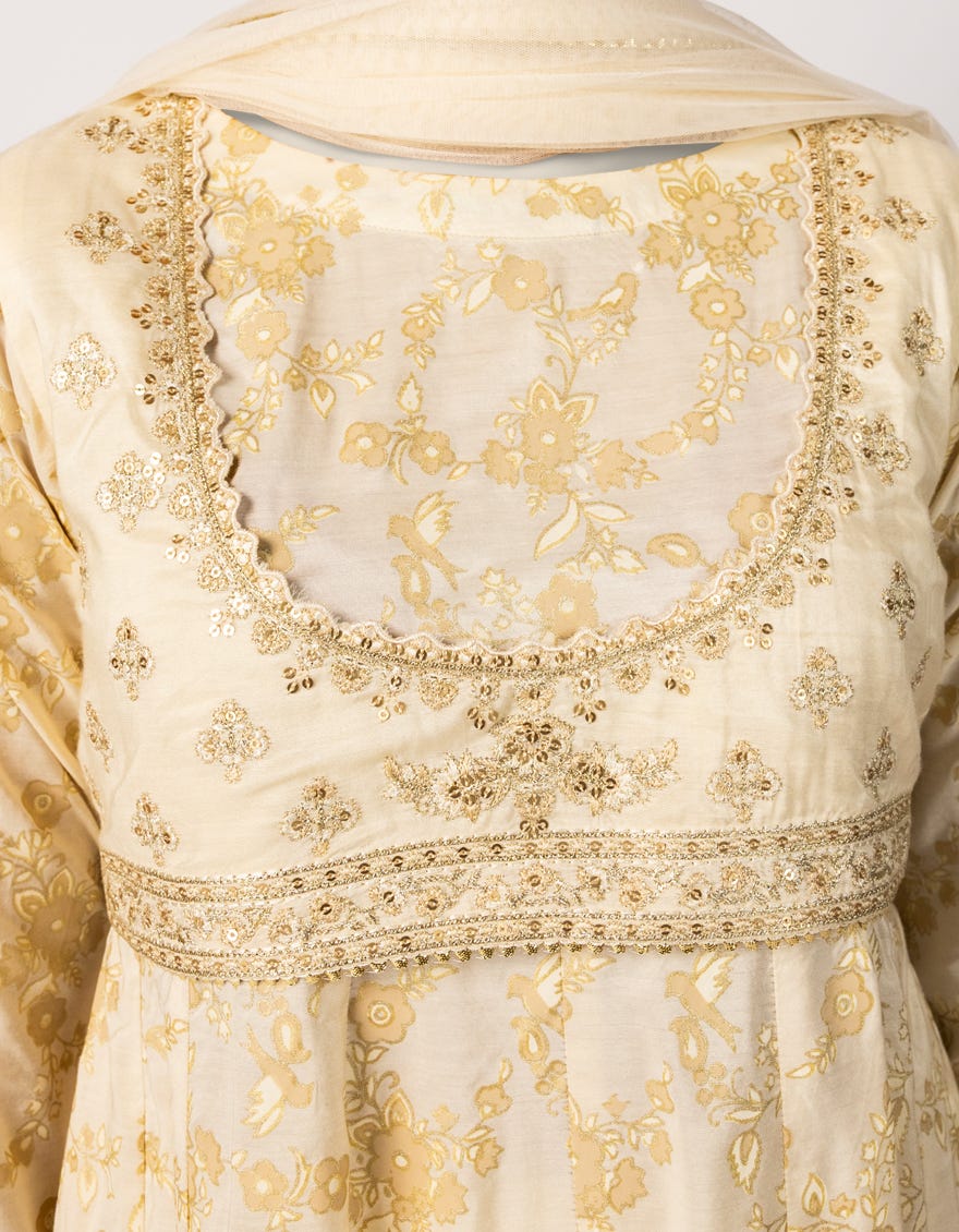 OFF WHITE SILK EMBROIDERED 3PC STITCHED