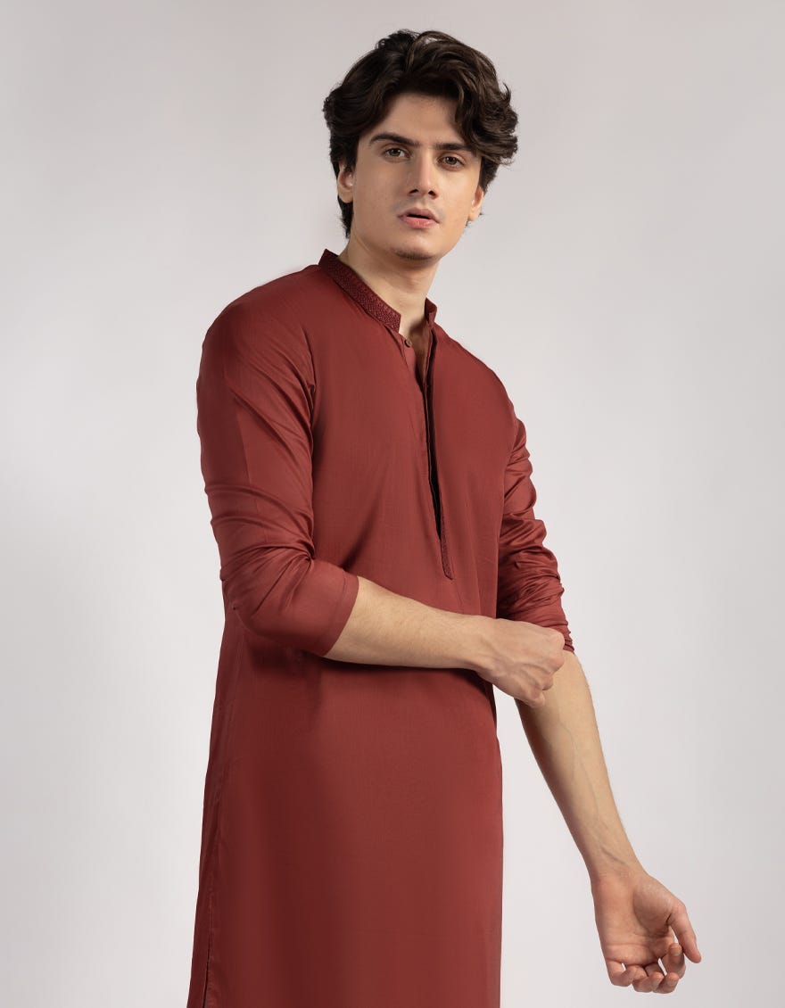 RUST COTTON KURTA