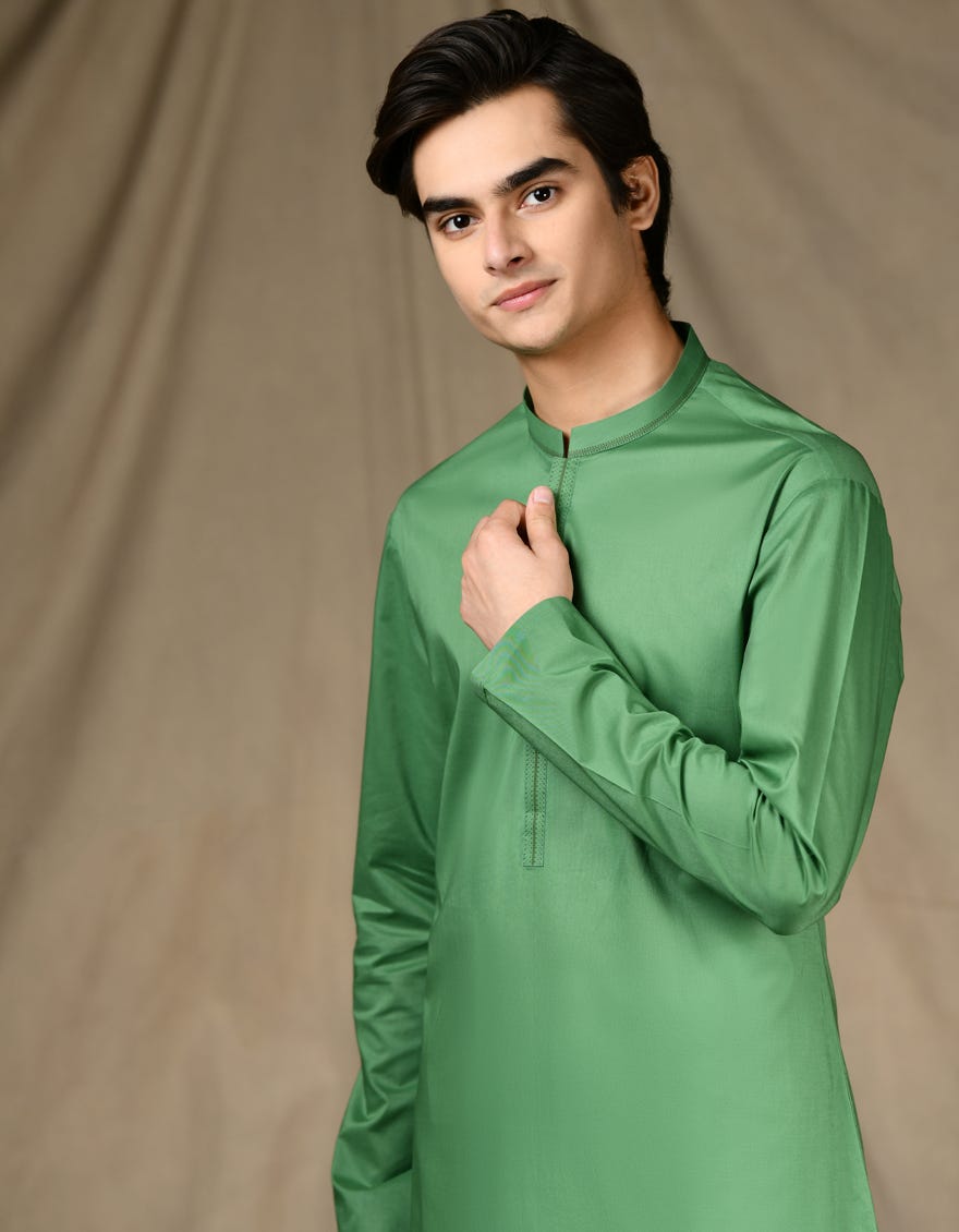 FOREST GREEN COTTON KURTA | JTK-S-34647