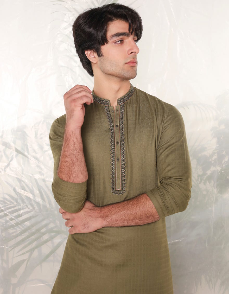 MEHNDI GREEN COTTON KURTA | JTK-A-39136