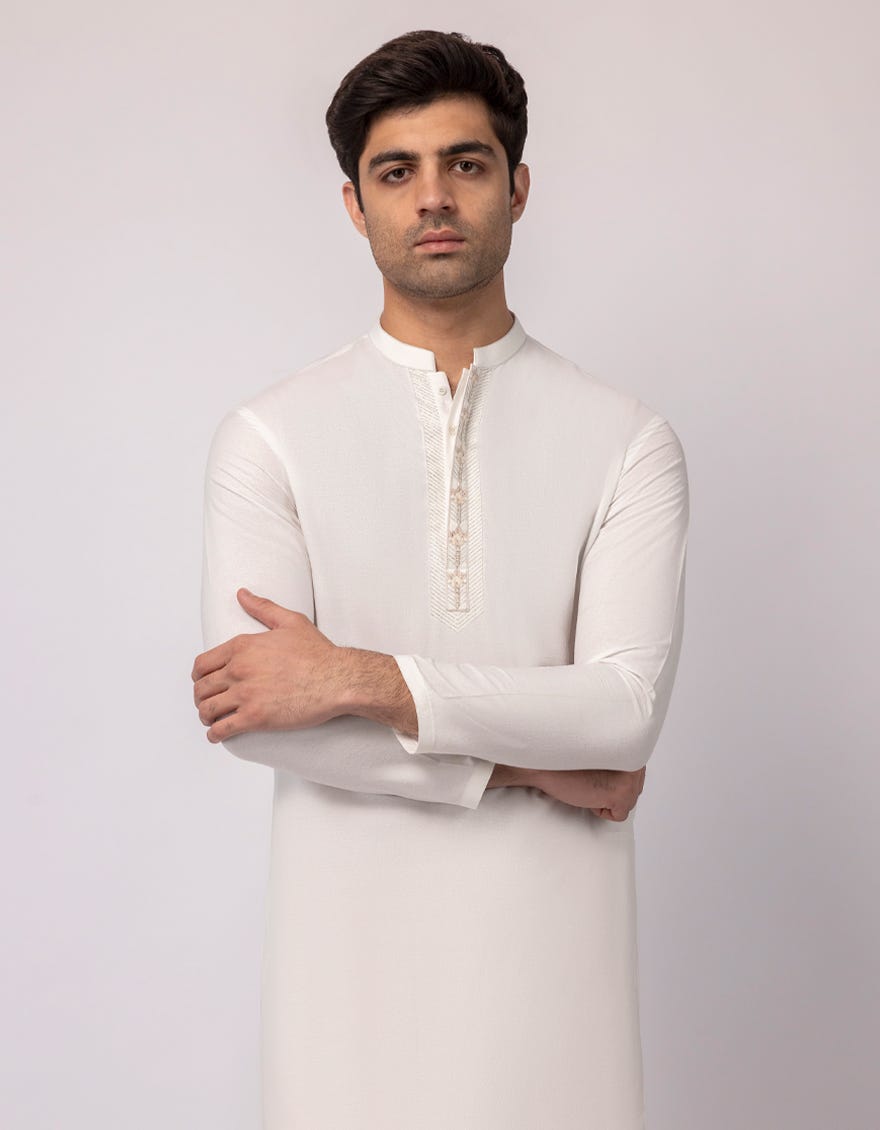 WHITE SEMI-FORMAL KURTA