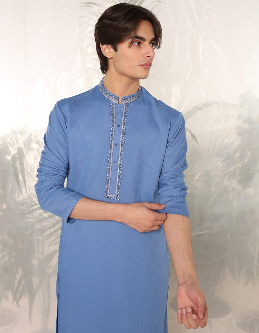SKY BLUE BLENDED KURTA | JTK-A-46379