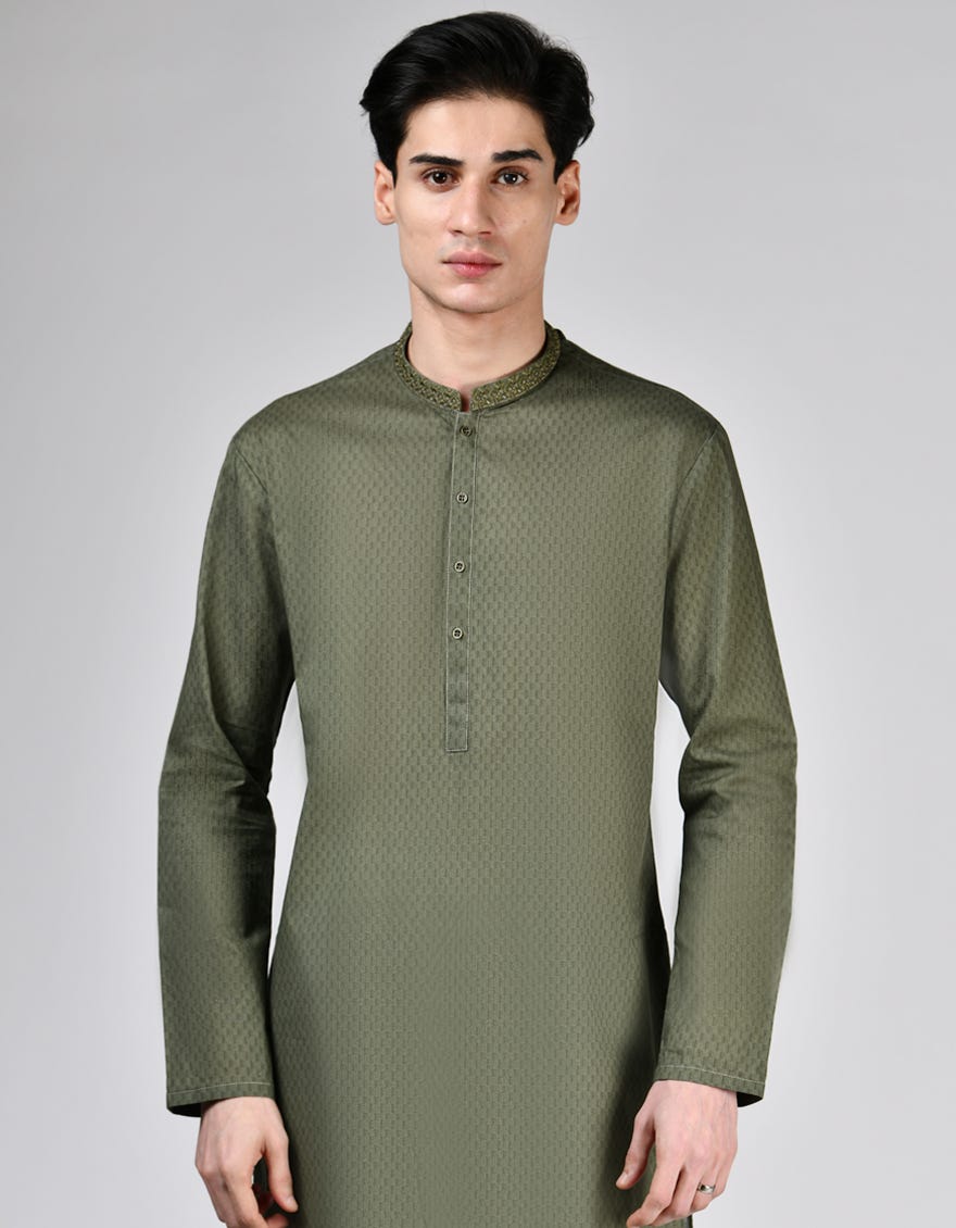 GREEN COTTON KURTA | JTK-A-46521
