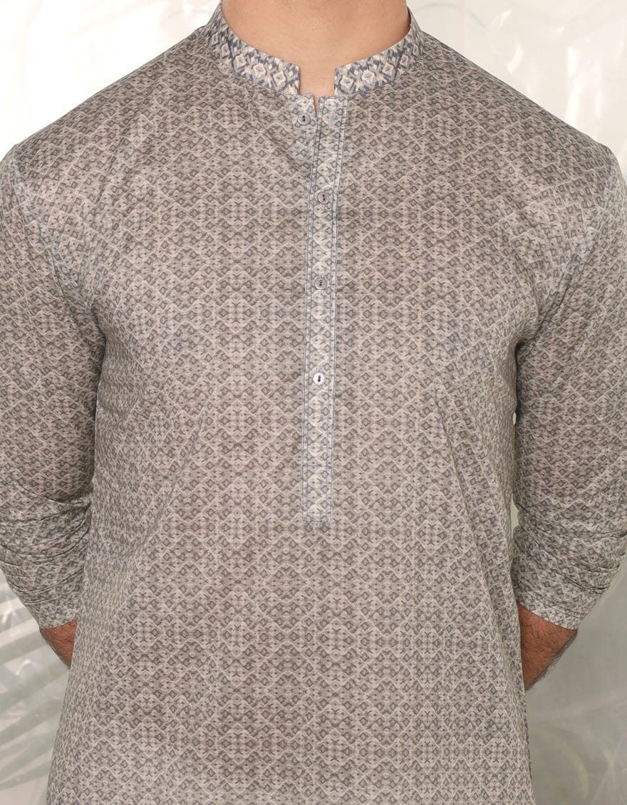 GREYISH GREEN COTTON KURTA | JTK-S-90456