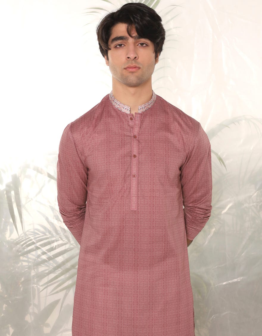 TEA PINK COTTON KURTA | JTK-S-90458