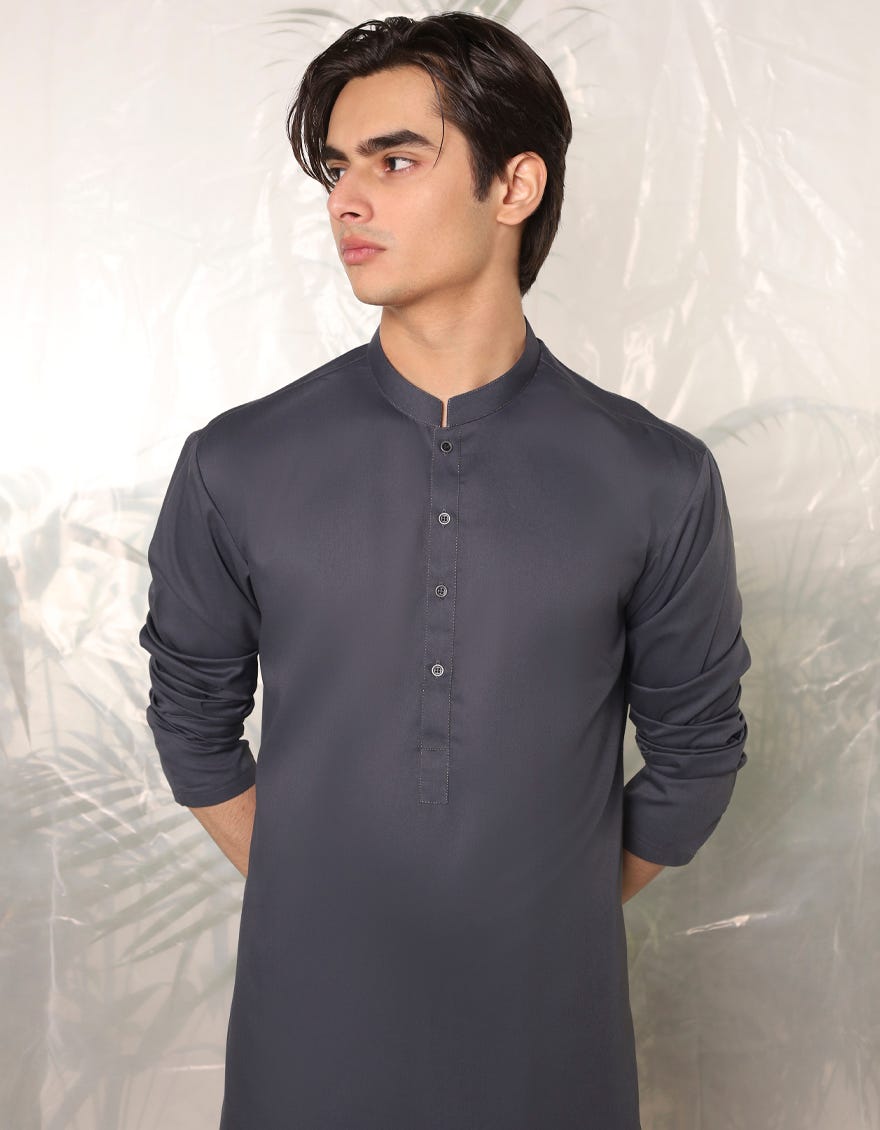 CHOCOLATE GREY BLENDED KURTA PAJAMA | JTKP-A-39130