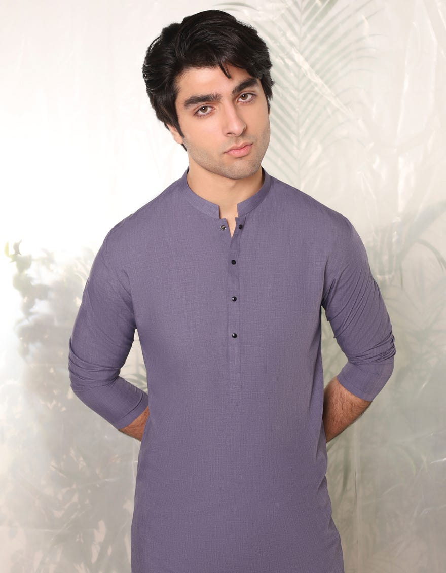 DARK MAUVE BLENDED KURTA PAJAMA | JTKP-A-39147