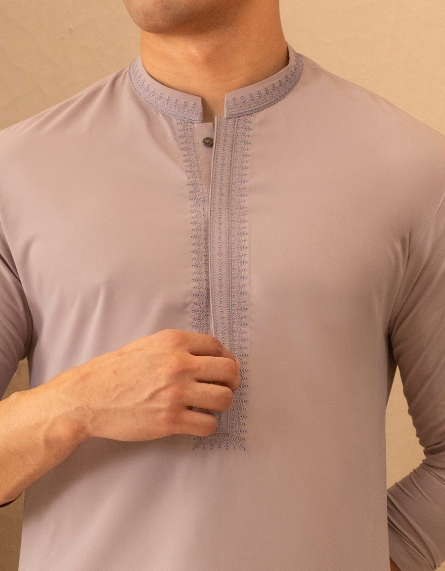 GREY BLENDED KURTA TROUSER