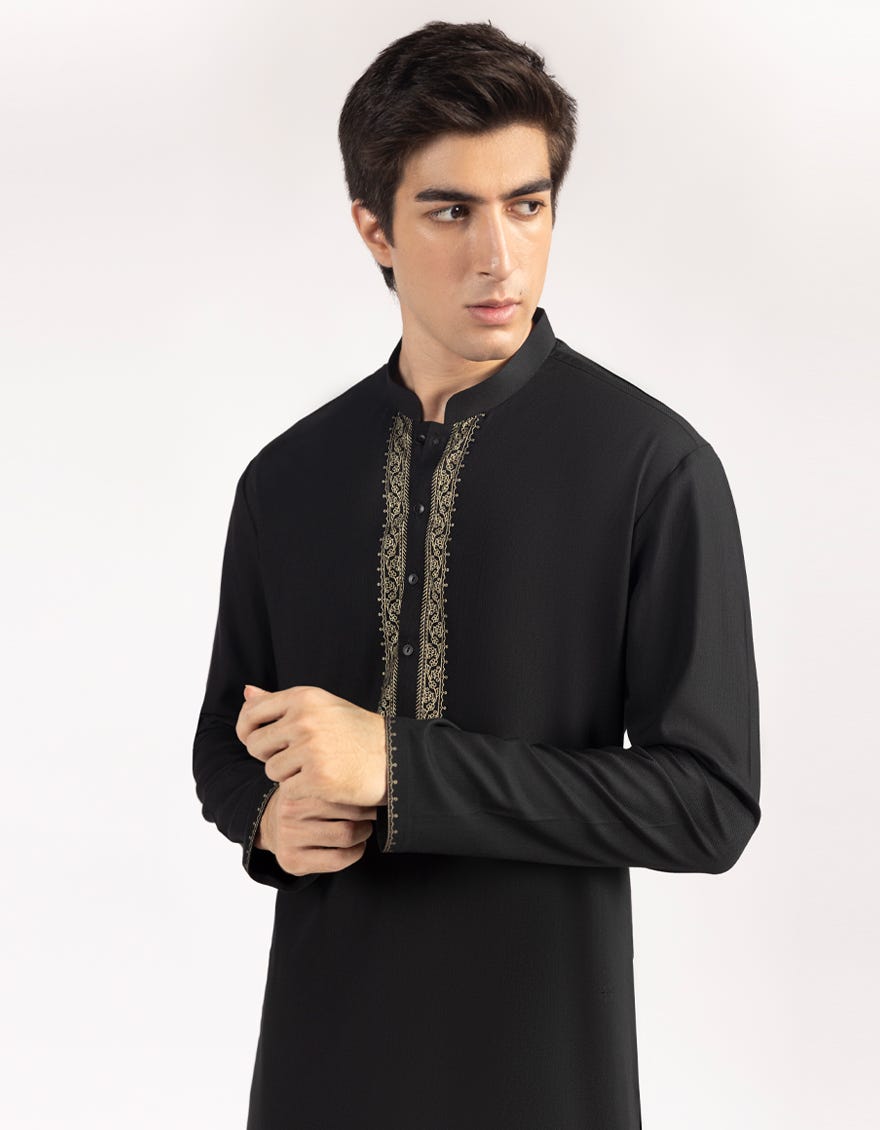 BLACK BLENDED KURTA TROUSERS
