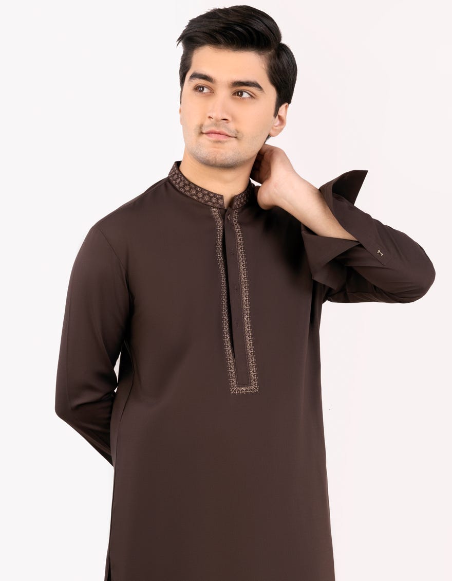 BROWN BLENDED KAMEEZ SHALWAR | JTKS-A-34471
