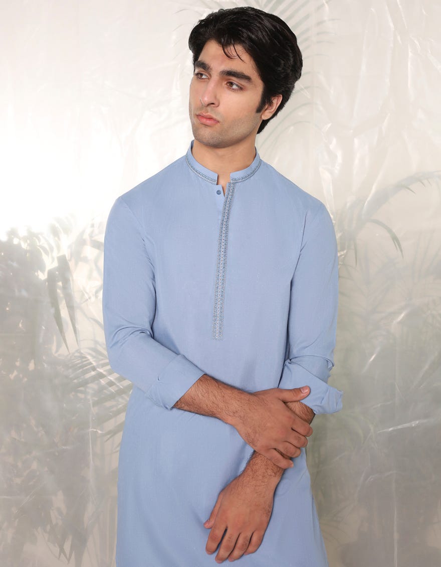 SKY BLUE KAMEEZ SHALWAR | JTKS-S-34740