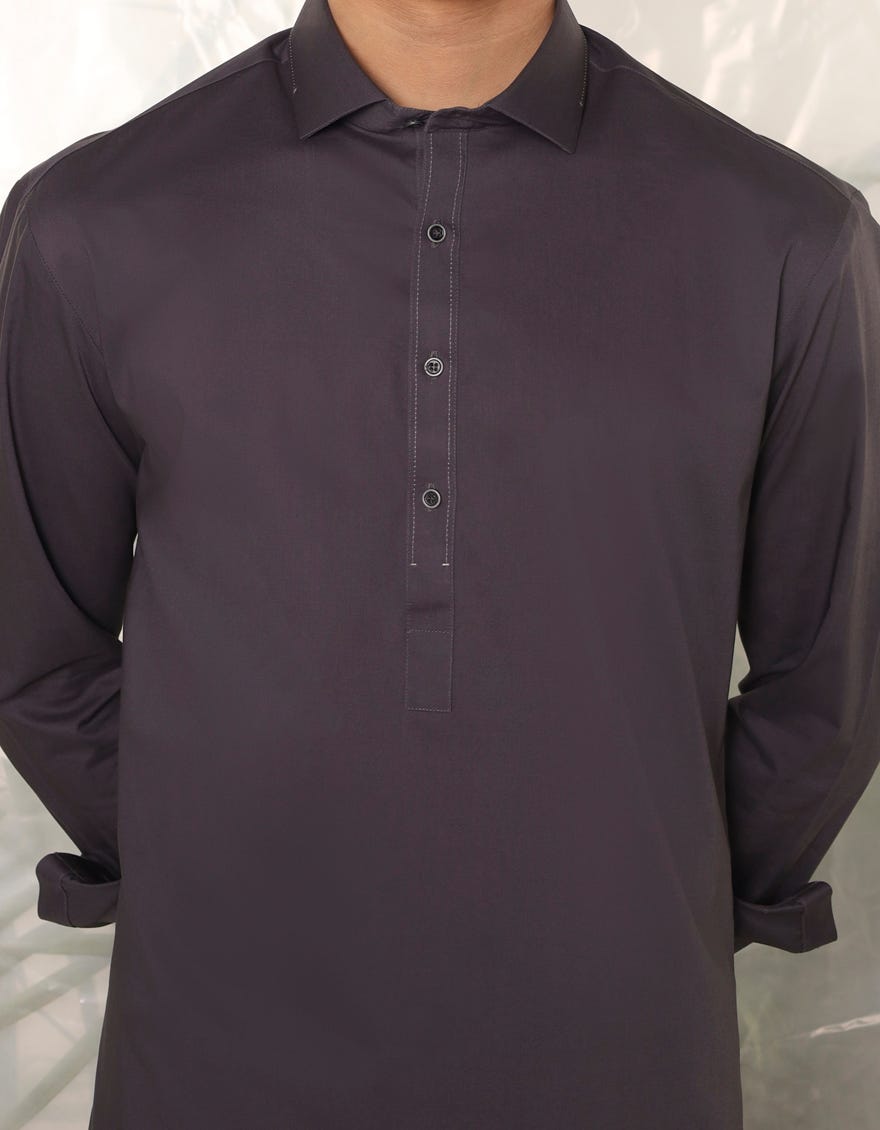 DARK GREY COTTON KAMEEZ SHALWAR | JTKS-A-34775