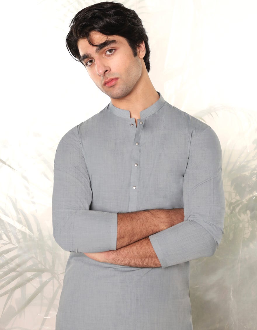 DULL GREY BLENDED KAMEEZ SHALWAR | JTKS-A-39148