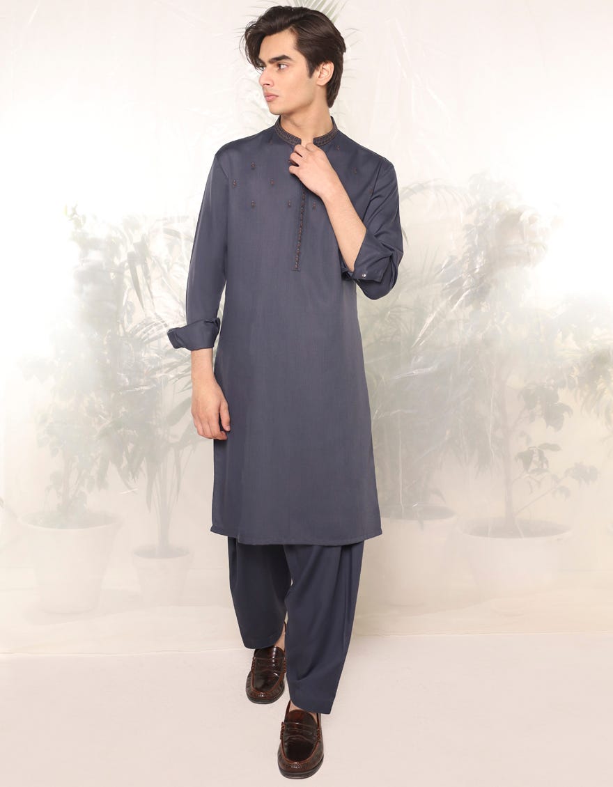 BLUE BLENDED KAMEEZ SHALWAR | JTKS-A-46368