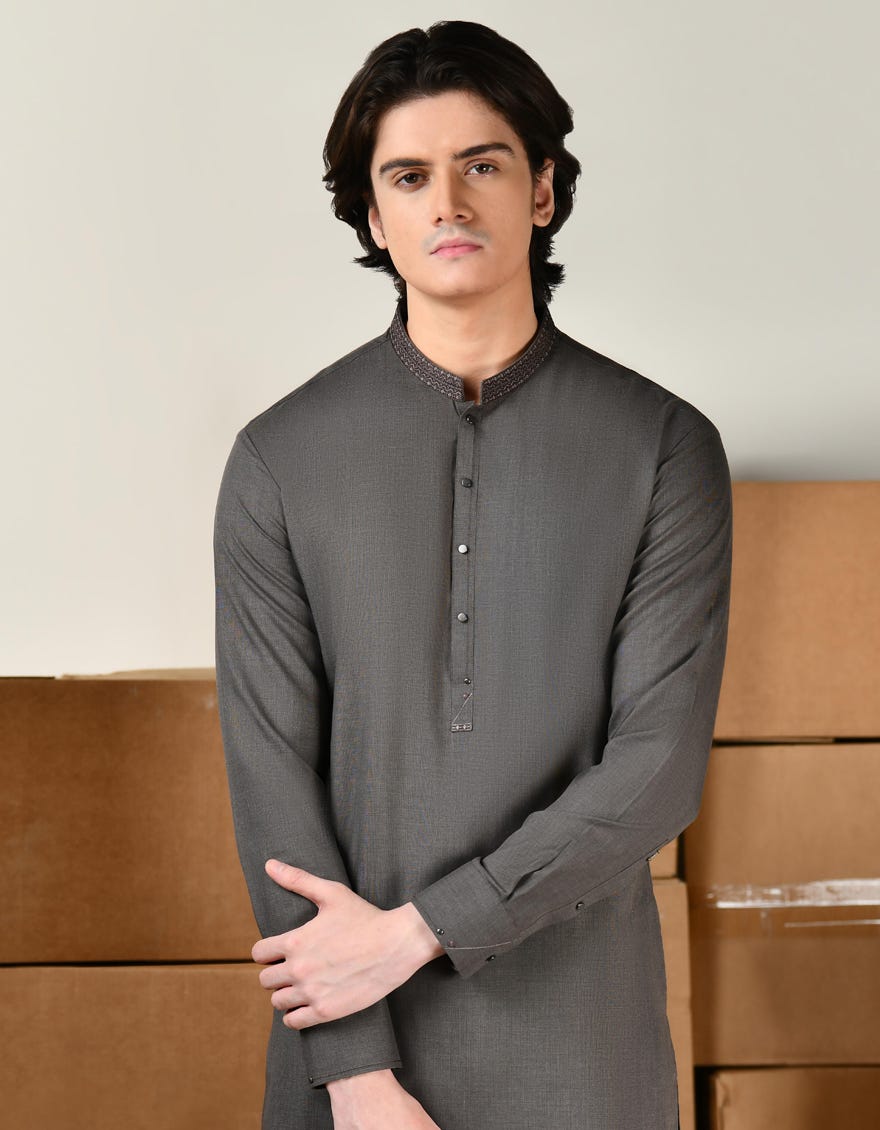 MUD BROWN BLENDED KAMEEZ SHALWAR | JTKS-A-46371