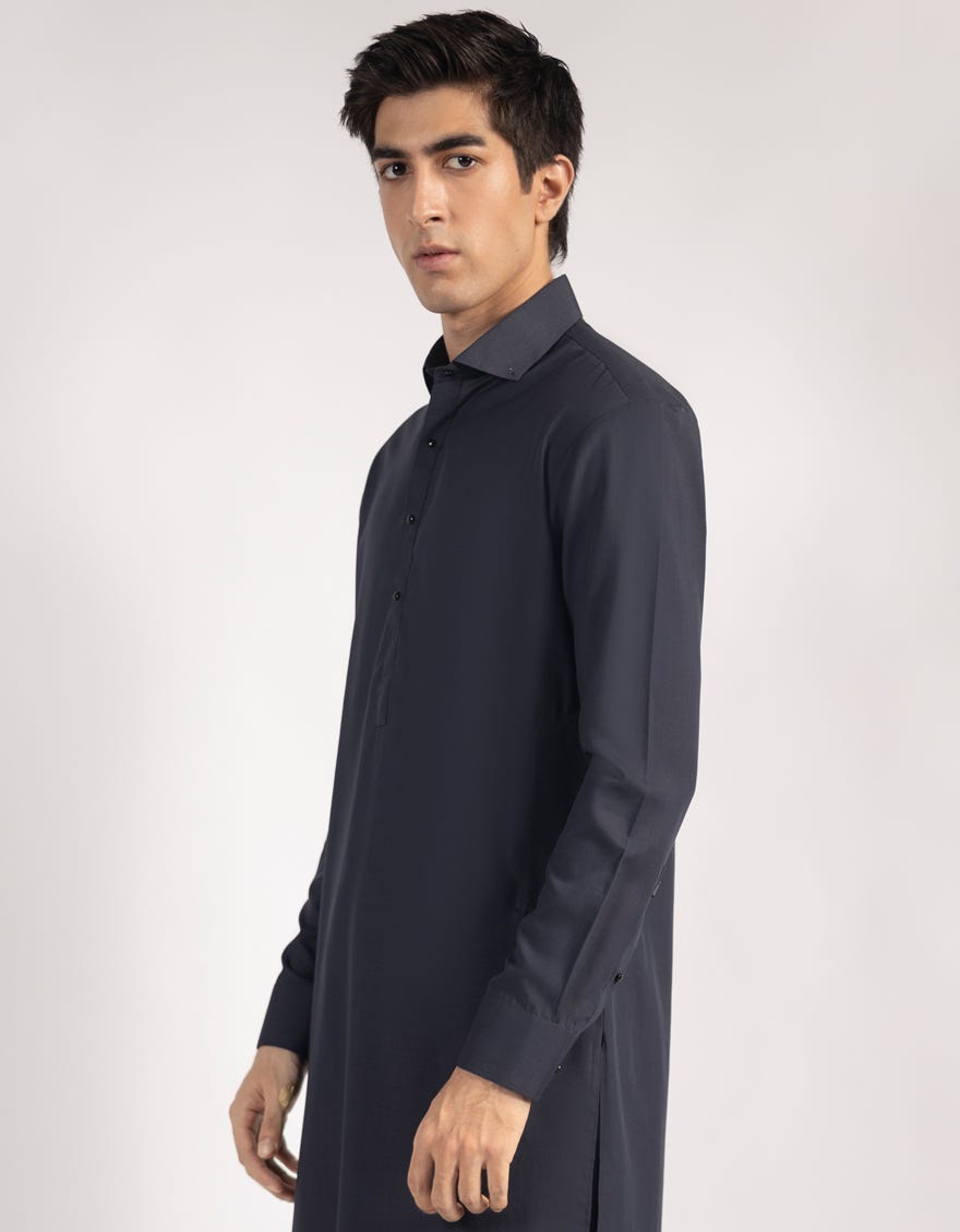 BLUISH GREY BLENDED CASUAL KAMEEZ SHALWAR
