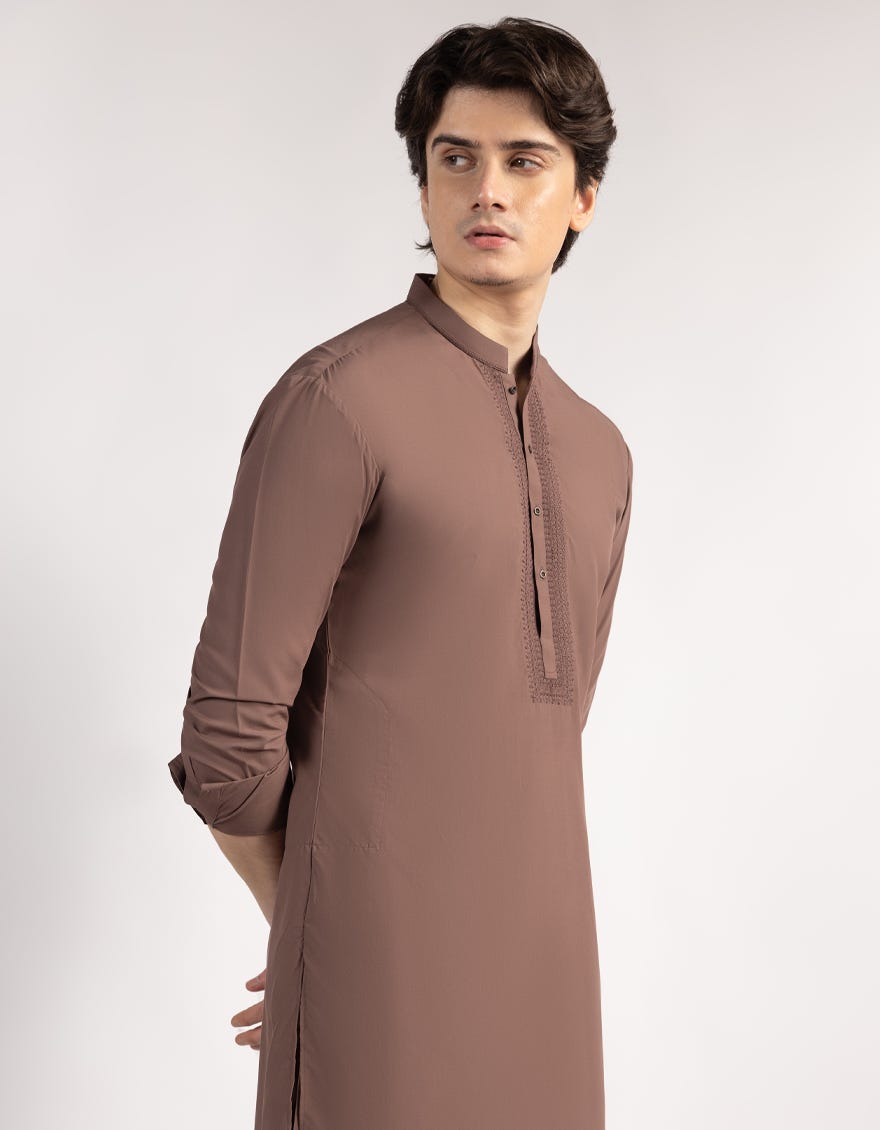 BROWN SEMI FORMAL KAMEEZ SHALWAR