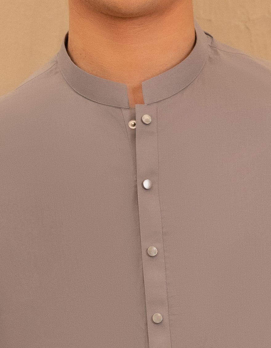 LIGHT GREY COTTON PLAIN KAMEEZ SHALWAR