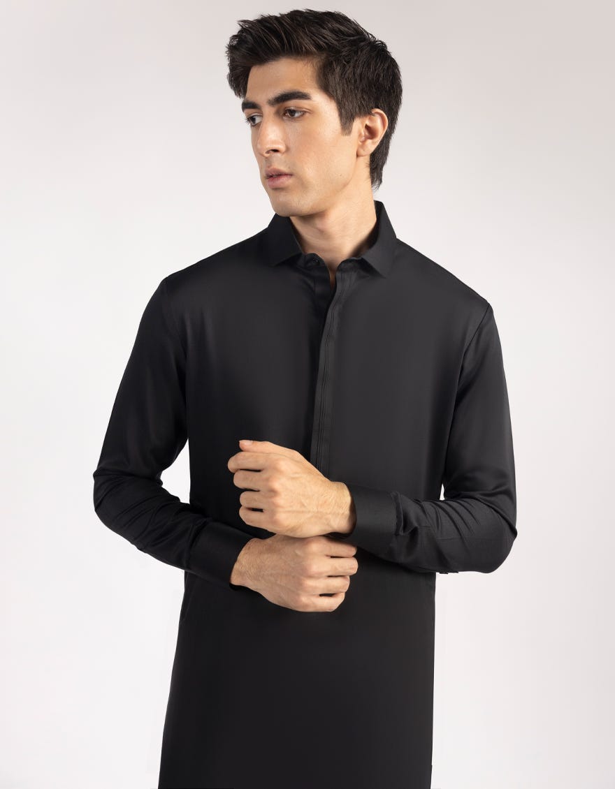 BLACK BLENDED KAMEEZ SHALWAR