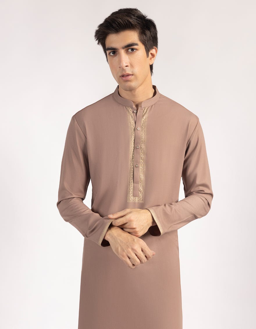 MUD BROWN BLENDED KAMEEZ SHALWAR