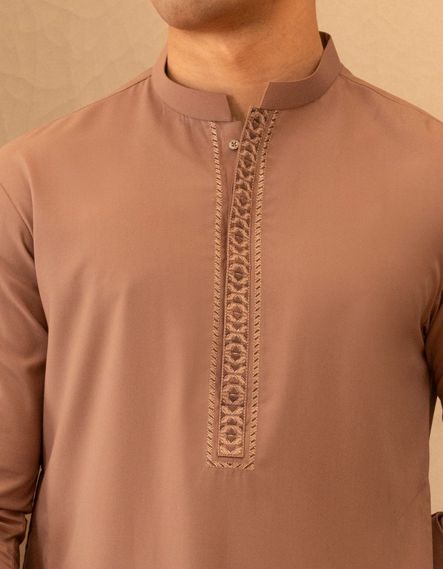 BROWN BLENDED SEMI-FORMAL KAMEEZ SHALWAR|JTKSA50120