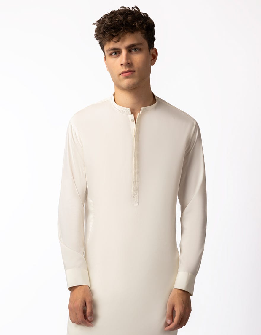 CREAM SEMI-FORMAL KAMEEZ SHALWAR
