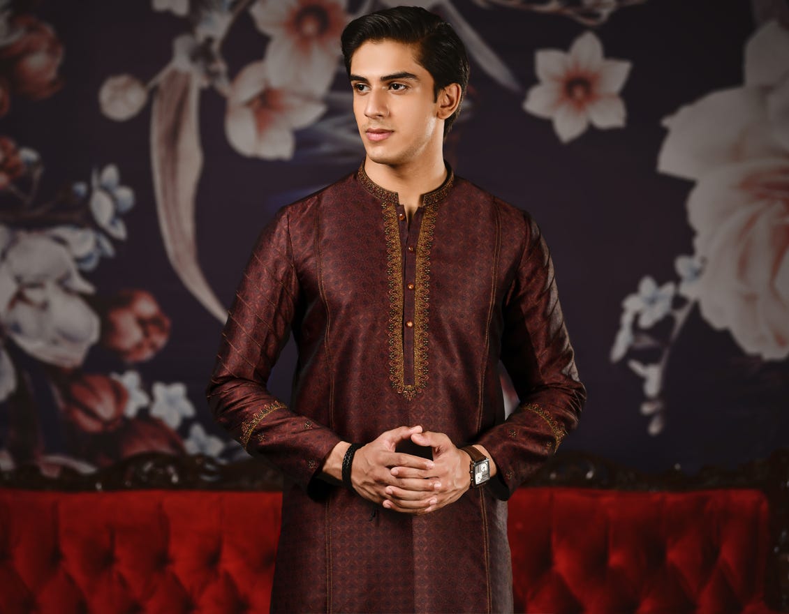 RUST POLYESTER KURTA | JTK-SP-38549