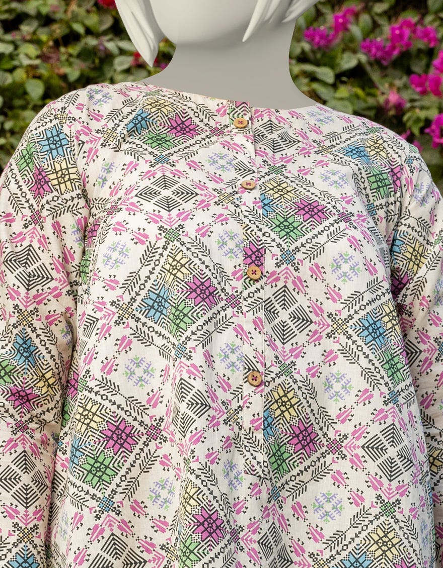 MULTICOLOR LAWN PRINTED KURTA