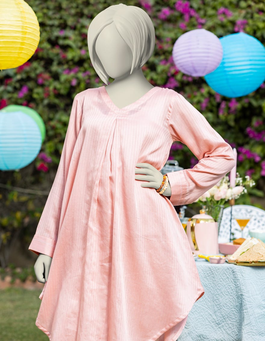 PINK TEXTURED KURTA