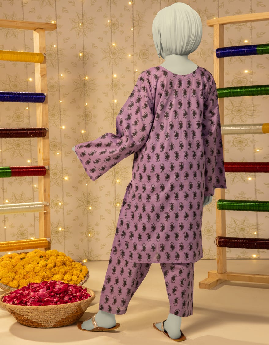 PURPLE LAWN PRINTED KURTA