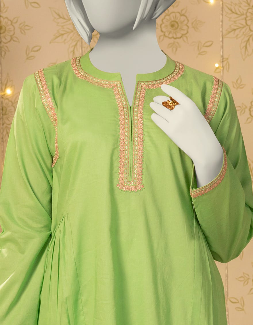 GREEN LAWN EMBROIDERED KURTA