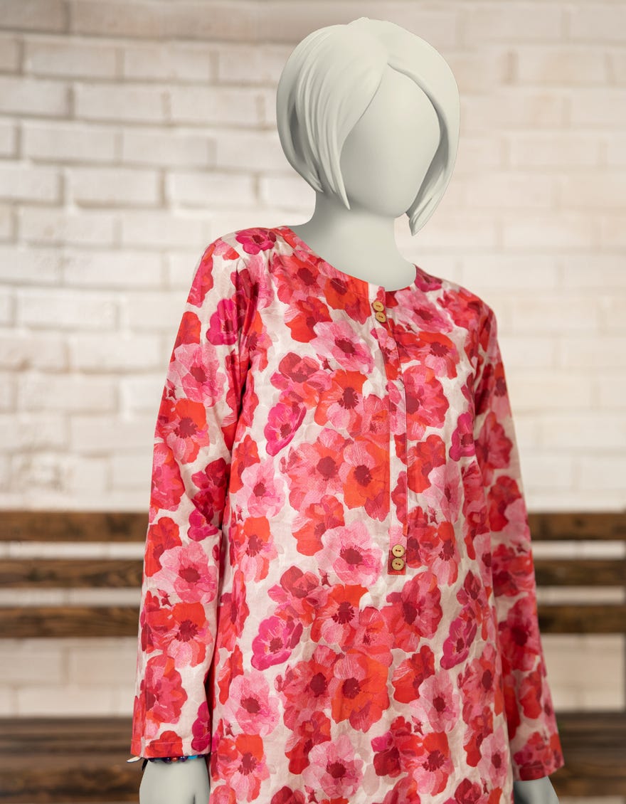 PINK LAWN PRINTED KURTA